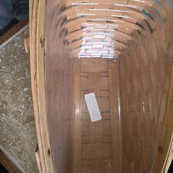 Longaberger Brown Woven Basket with Clear Liner - Picture 4 of 6